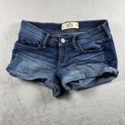 Hollister Micro Mini Low Rise Shorts Size 3Blue Y2K Hottie Booty Surf #2A