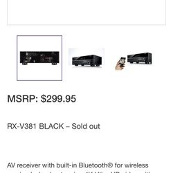 Yamaha Natural Sound AV Receiver RX-V381