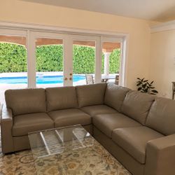 Grey leather Sectional
