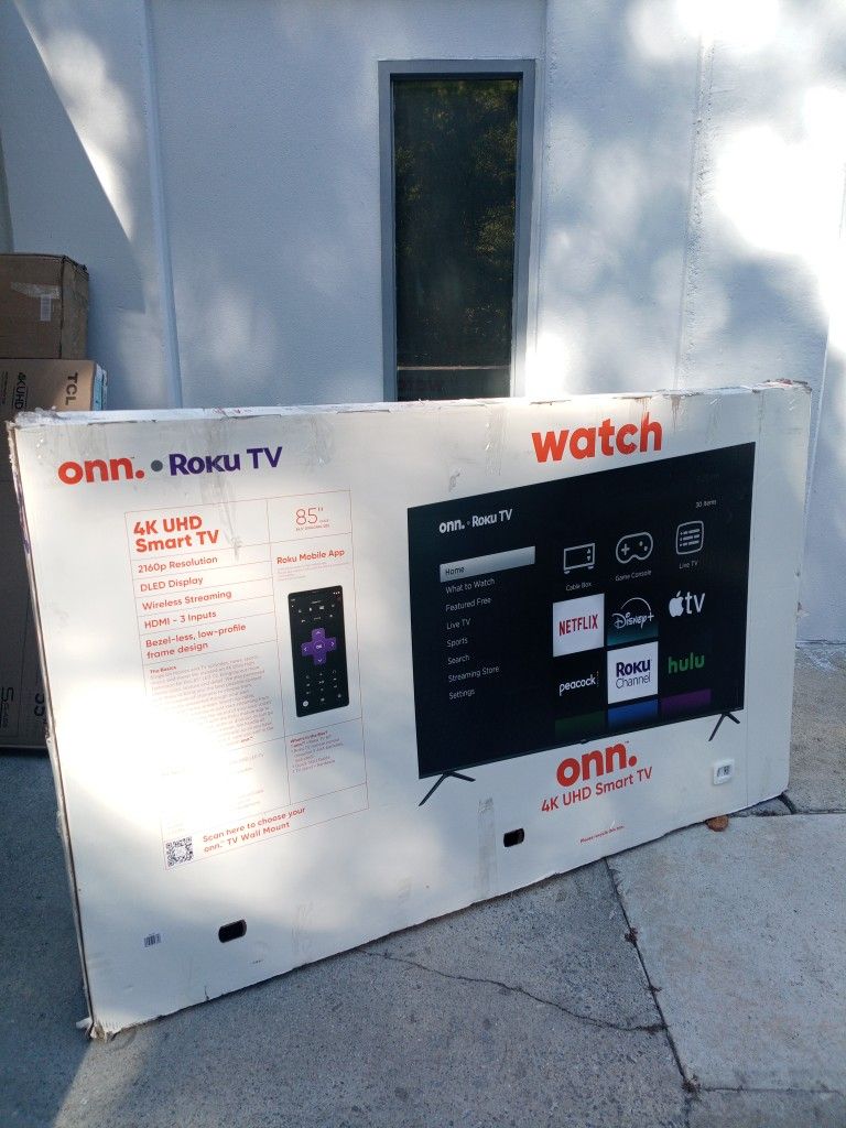 -FIRM PRICE NON-NEGOTIABLE- 85 In. Onn 4k Roku Smart TV W/Remote