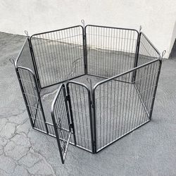 (New) $85 Heavy Duty Dog Pet Playpen Fence Gate, 6-Panels X (32” Tall X 32” Wide)