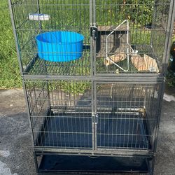 60 Inch Wrought Iron Bird Or Any Other Animals Cage Double Large Cage And Two Diff Side One On Top And Other At The Bottom 