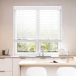 DEZ FURNISHINGS Cordless 2" Faux Wood Blind, 32" W x 64" H, White