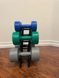 Dumbbells set (plastic) with rack