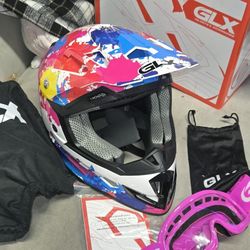 GLX Youth Girl Large Dirt bike, Helmet, Gloves, 