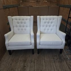 White Fabric Loveseats (2)