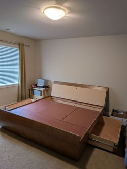 King bed frame with storage