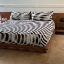 CB2 Acacia Wood Bed Frame