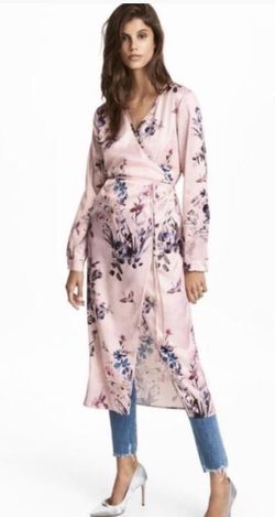 H&M Satin Flora Wrap-dress