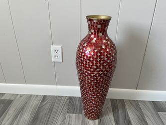 Tall Red Mosaic Vase