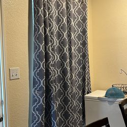 Muted blue and white curtain