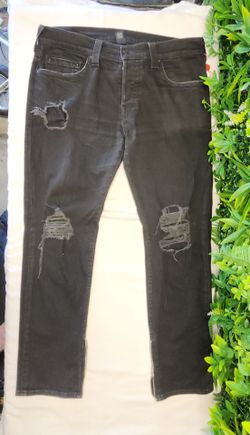 True Religion Rocco Distressed Black Skinny Jeans – Size 36 – Zip Hem
