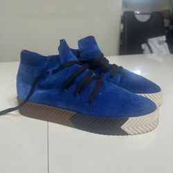 adidas Alexander Wang AW Skate Mid Blue Brown White Suede Lace Up Sneakers