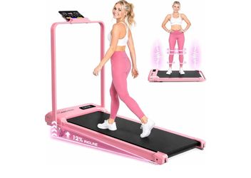 ANCHEER Pink Foldable Walking Pad Treadmill with Incline 6-in-1