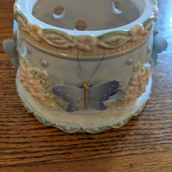 Jar Candle Stoneware Shade with 3D Butterflies and Embossed Flowers