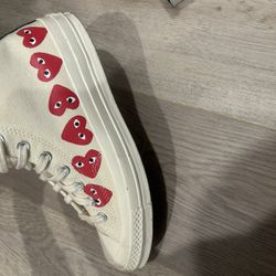 Comme des Garcons PLAY Multi-Heart White, high Top Converse Cream