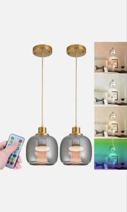 2 Pcs Battery Operated Pendant Light