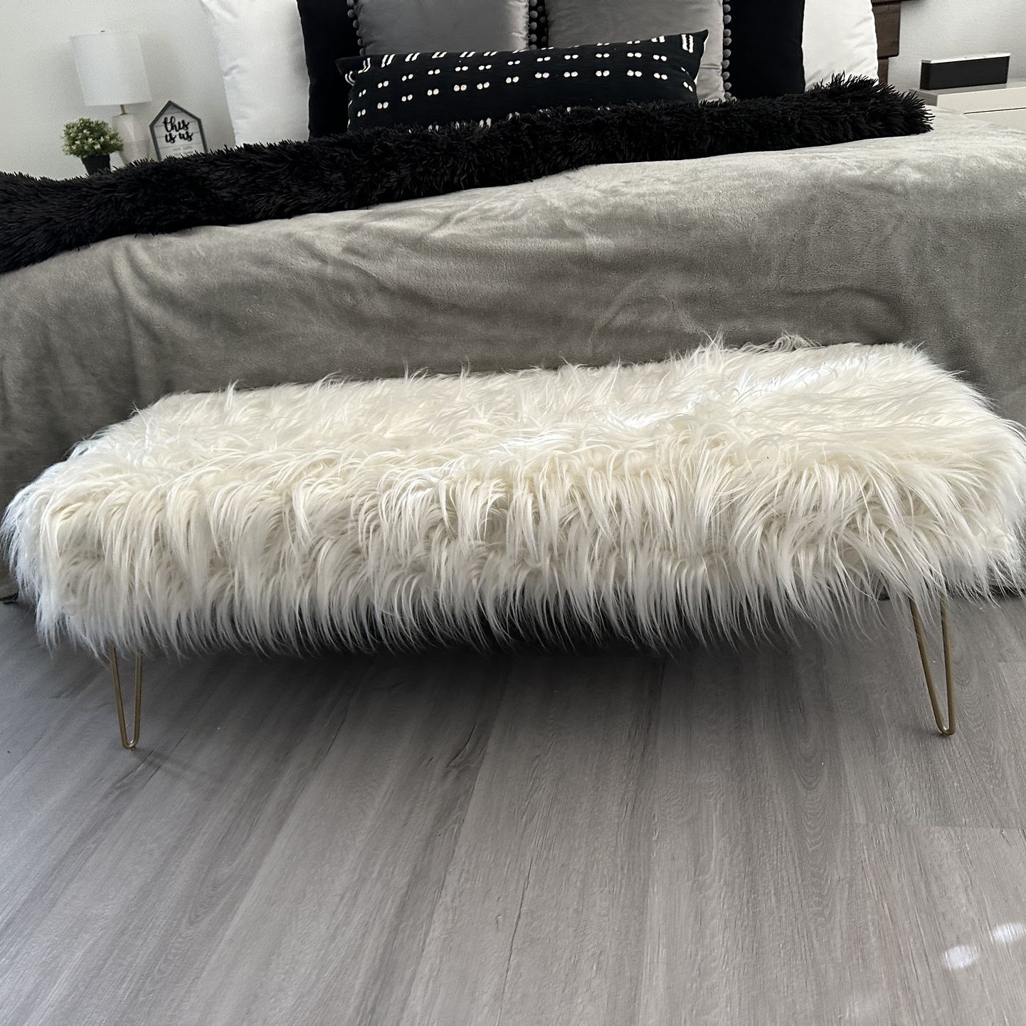 Set Of Two Fur Bench And Stool