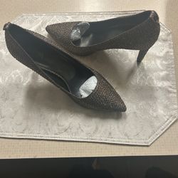 Michael Kors Dressy Gold Brown Crusted Heels