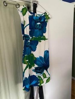 Blue green dress with black belt