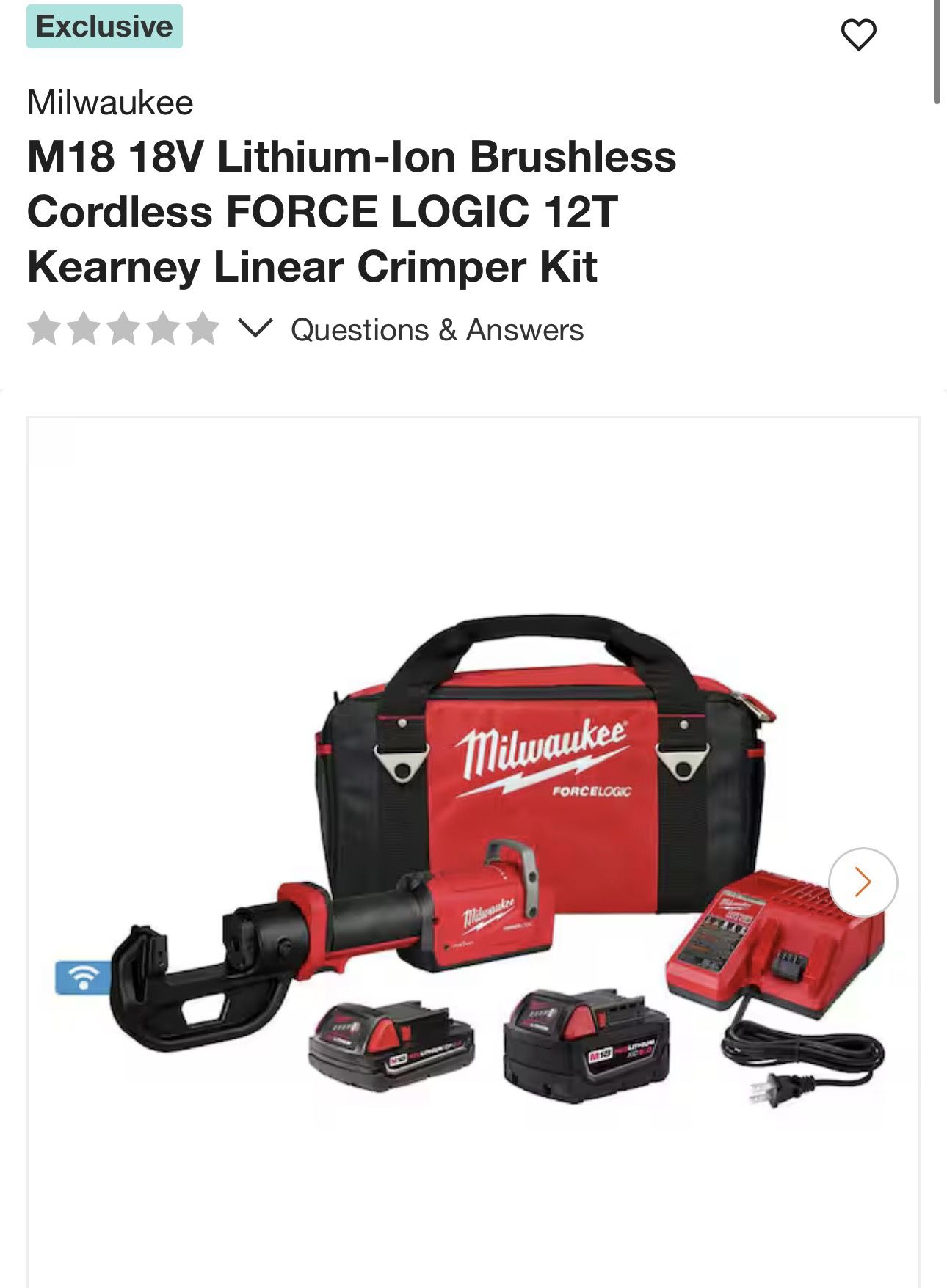 M18 18V Lithium-Ion Brushless Cordless FORCE LOGIC 12T Kearney Linear Crimper Kit