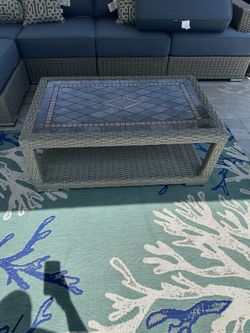 Wicker Table With Marble Top