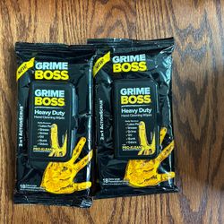 Grime, Boss, Heavy Duty Hand, Cleaning Wipes, 18 Extra Large, Lot Of Two
