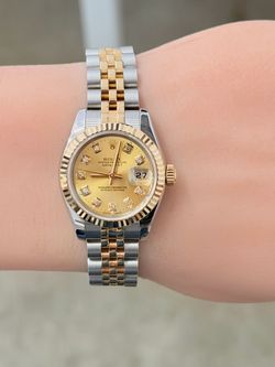 2009 Rolex Ladies 26mm DateJust Champagne Diamond Dial Model 179173
