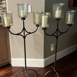 New Candelabra Candle Holder Iron Stand Pair