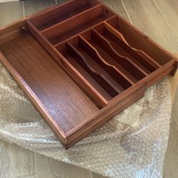 Utensil Or Silverware Organizer (Solid Acacia Wood)