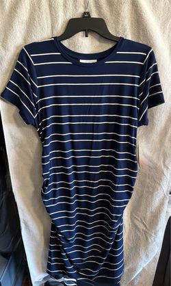 Navy Striped Maternity T-Shirt Dress
