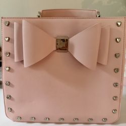 Betsey Johnson top-handle satchel bag blush pink 