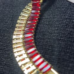 Cubic Zirconia Red Rectangle Bracelet 6.89inch 