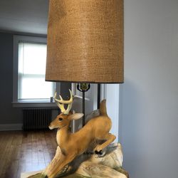 Vintage Deer Lamp With Removable Horns, 19” X30”