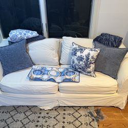 OFF WHITE COUCH AND SLIP COVER (SAME COLORS)