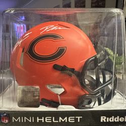 Kyle Monangai & D’Andre Swift Signed Chicago Bears Riddell Rave Mini Helmet JSA