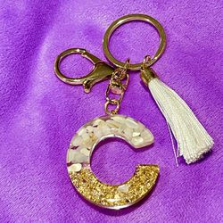 New Letter Alphabet Keychain Crystal Resin  (Nuevo).  NO TRADES.   NO SHIPPING.  (EAST PALMDALE)