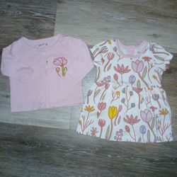 3-6 Months Girls Cardigan And Dress