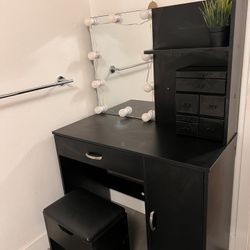 Black Makeup Vanity  w/ Storage Seat 