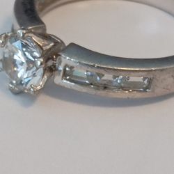 925  Stamulated Lab CZ Diamond Ring Size 9 Each Side 3  Diamond Makes Ring Very Special 