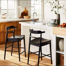 Kaysville" 24" Counter Height Barstool- Curved Back Wood-(Black Color)- Threshold w/ Studio McGee