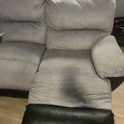 Gray and black recliner sectional