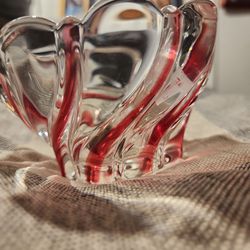 1980 Mikasa Crystal Peppermint Red Candle Holder