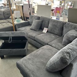 4 Piece Sectional Sofa In Corduroy Fabric 