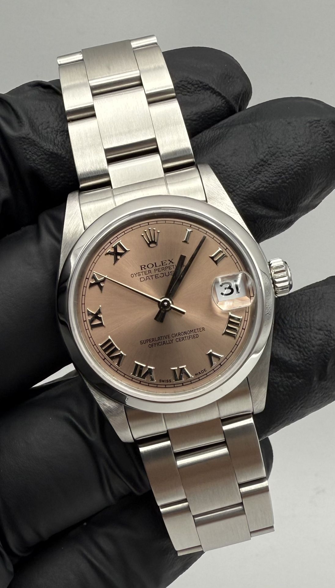 Rolex Datejust 31mm Stainless Steel Pink Roman Dial & Smooth Bezel 178240