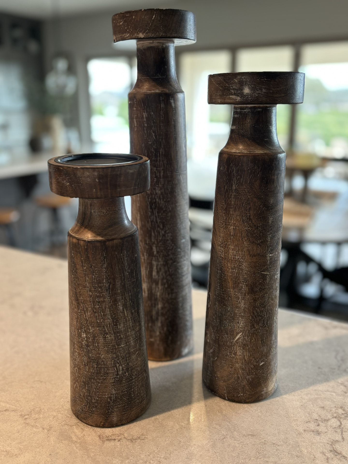 3 Piece Wooden candle Holders