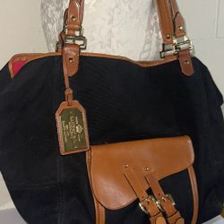 Ralph Lauren Canvas Satchel Purse Very Nice 