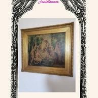 Antique Print Picture, 31/27" Vintage 