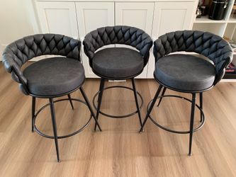24'' 360° Swivel Barstools Counter Bar Stools Set of 3. Grey