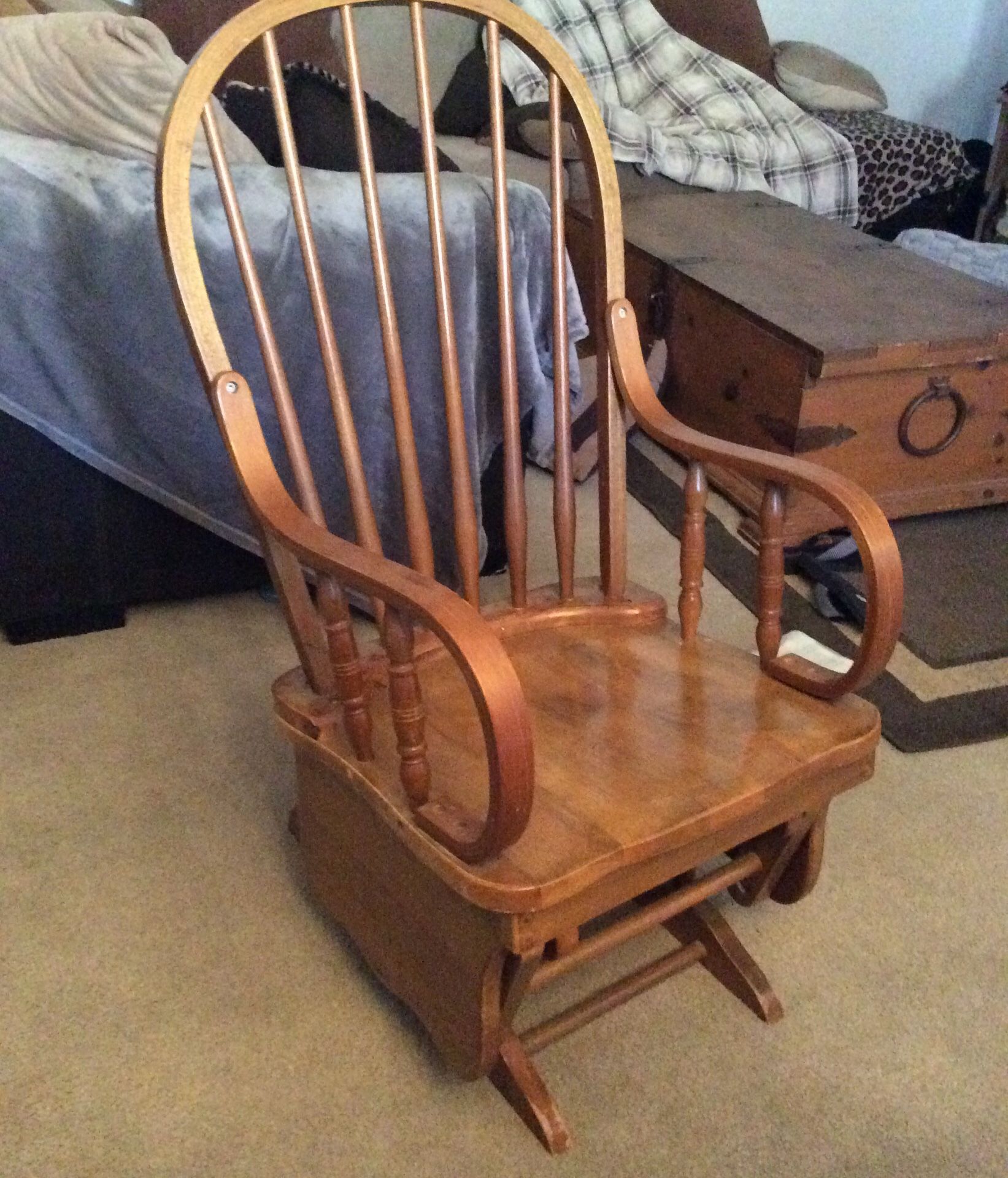 Wooden glider rocking chair